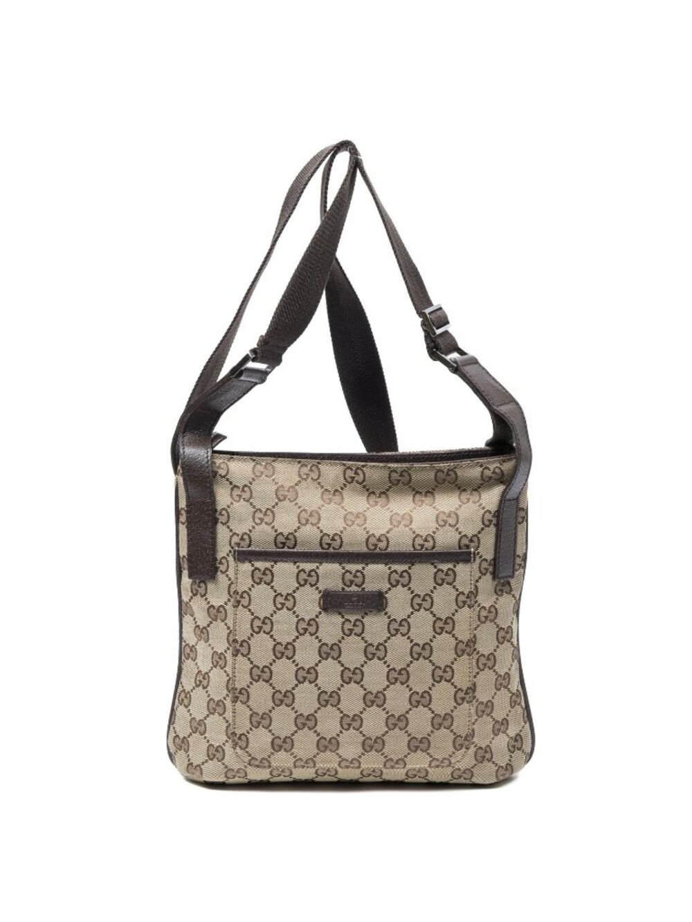 Gucci Front Slip Pocket Crossbody Beige Brown GG Canvas